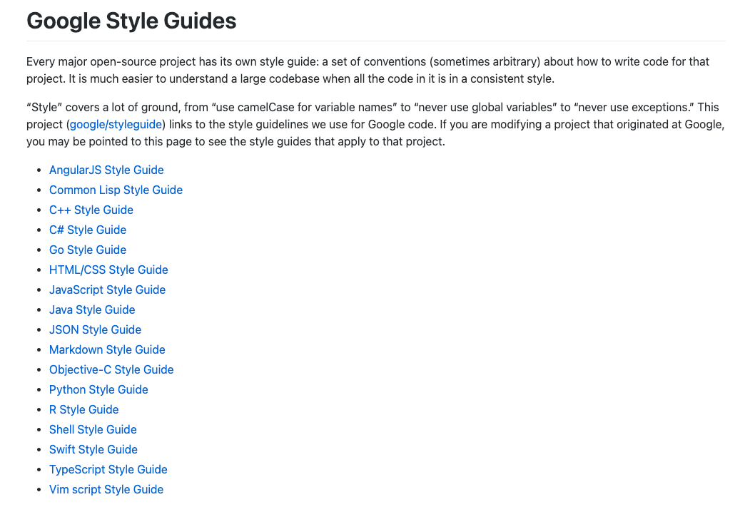 Google style guide